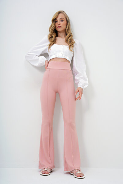 Trend Alaçatı Stili Damen Powder Spanisch Paquete Silbrige Hose ALC-X14114