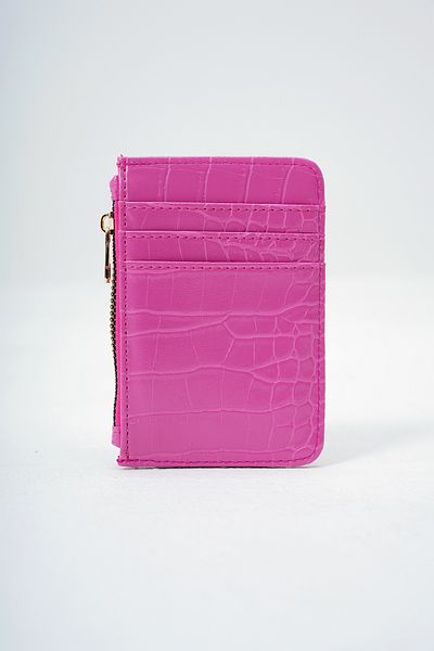 Trend Alaçatı Stili Women's Pink Faux Leather Coin Compartment Croco Pattern Medium Size Card Holder Alc-X14077