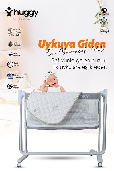 Huggy Moon 100% New Zealand Wool 100% Cotton Fabric Baby Bed Pad 50X90