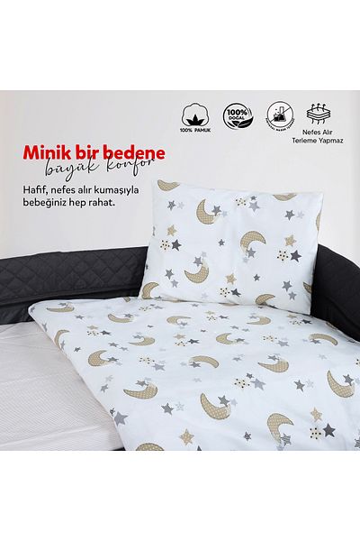 Huggy 100% Cotton Brown Baby Duvet Cover Set 130X80 – Park Bed Crib Compatible 60X120 / 70X110
