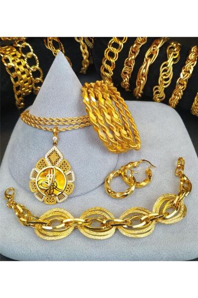 barisiva gold 22 Ayar Altın Kaplama Kadın 4 Ad Burma Bilezik 1 Ad Kolye 1 Ad ...