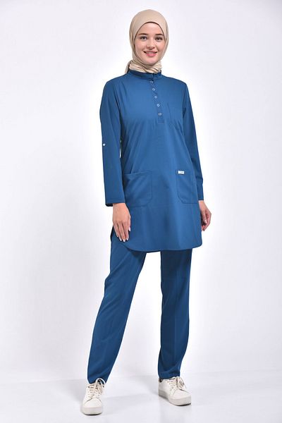 Owlet Medikal Costum Hijab Lycra Albastru Petrol