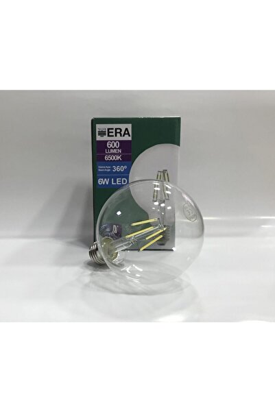 Gece Era - 6w G95 Beyaz Işık Rustik Led Ampul - E27 Normal Duy - 6500k - Şeff...