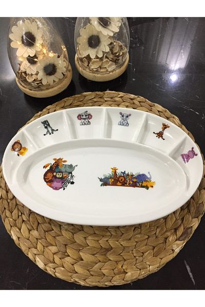 TEBAK COLLECTION 7-Section Safari Patterned Porcelain Breakfast Plate
