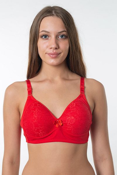A&K ZÜMRA Women's Lace Patterned Wireless Non-Padded Bra 1668 Red