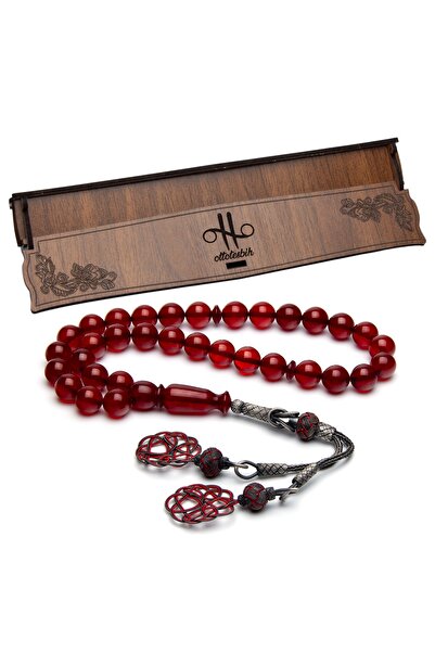 OTTOTESBİH Сребърна казазка с пискюли, огненочервена, 10 мм, огненокехлибарен...