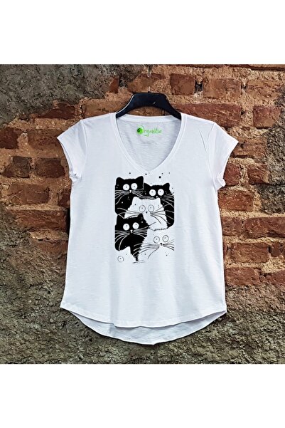 SCUBAPROMO تي شيرت نسائي كاجوال من القطط الخلطة