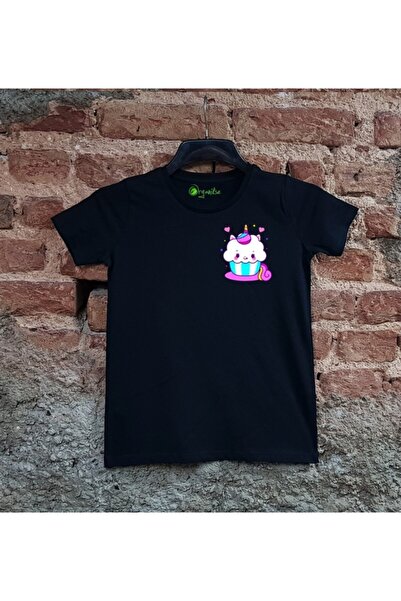 SCUBAPROMO Dječja unisex majica sa crnim printom i jednorogom