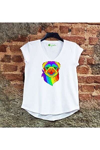 SCUBAPROMO Γυναικείο μπλουζάκι Pug Colors Casual