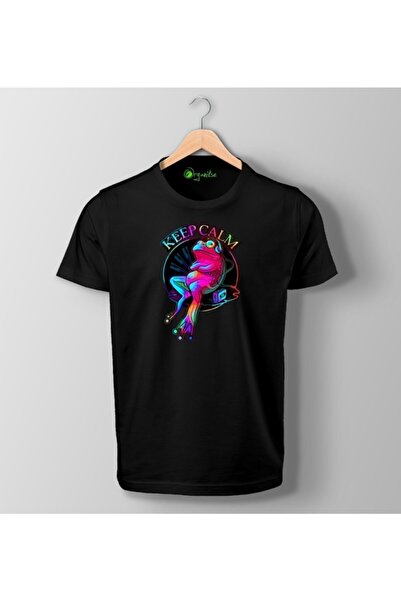 SCUBAPROMO تي شيرت مطبوع للجنسين من Organicse Organicse Keep Calm Frog