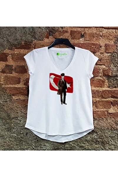 SCUBAPROMO تي شيرت نسائي كاجوال مطبوع عليه علم مصطفى كمال