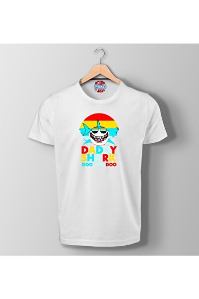 SCUBAPROMO تي شيرت أبيض بطبعة بابا القرش