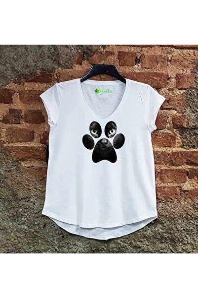 SCUBAPROMO تي شيرت نسائي كاجوال مطبوع عليه وجه مخلب