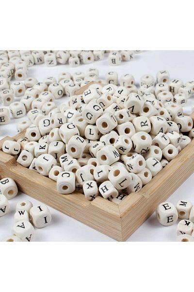 yiğit aksesuar 100 Pieces Mixed Wooden Letter Beads