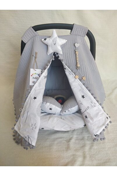 Raduga Collection Puset Örtüsü Puset Minderi Puset Çarşafı 3'lü Set Uykucu Ay...