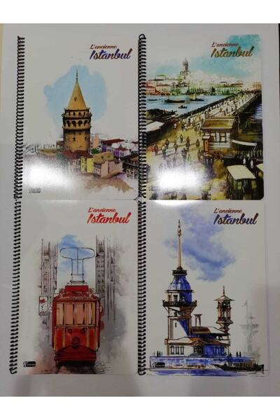 KESKİN COLOR Istanbul Temalı 4 Lü Pls Spiralli Defter 80yp Kareli Set