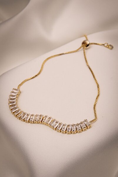 Batı Accessories سوار ذهبي اللون مرصع بأحجار الزركون الرغيف الفرنسي