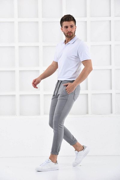FBI Gray Men's Super Skiny Waist and Leg Elastic Jogger Pants F321574