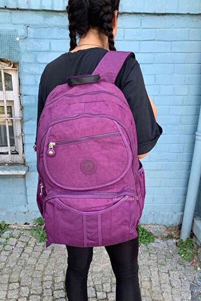 DodoButik Αδιάβροχο μωβ σακίδιο πλάτης με τσέπες