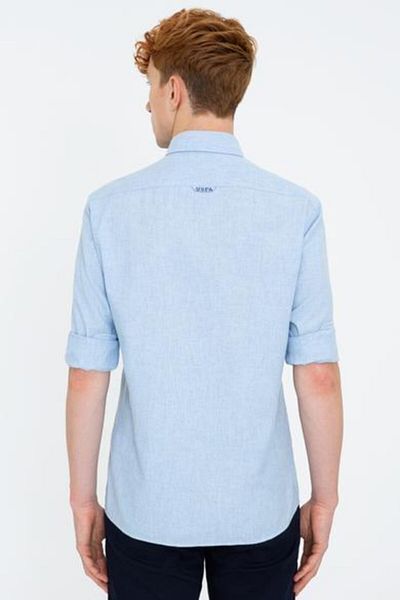 U.S. Polo Assn. Μπλε πουκάμισο μακρυμάνικο Basic