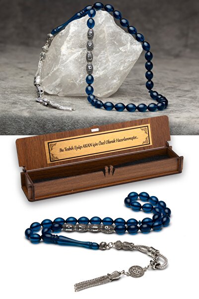 OTTOTESBİH Erkek Alpaka Püsküllü Isimli Hediyelik Tesbih Parlament Mavisi