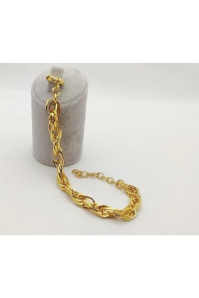 barisiva gold 22 Ayar Altın Kaplama Kadın Kalın Zincir Künye