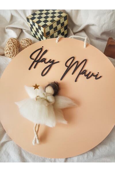 PORTAKAL HANDMADE Dekoratif Kapı Süsü Keçe Peri Kızı Bebek Odası