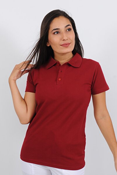 Lobby Uniform Kadın Polo Yaka Bordo T-shirt