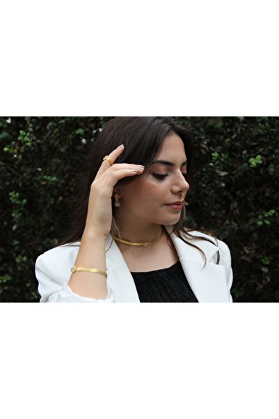 Altuntaş Gold&Silver Altın Kaplama 3 Sıra Baget Trabzon Gümüş Hasır Seti-bile...