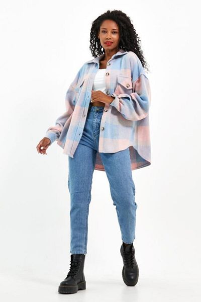 VOLT CLOTHİNG Cămașă oversize în carouri cu ștampilă pentru femei