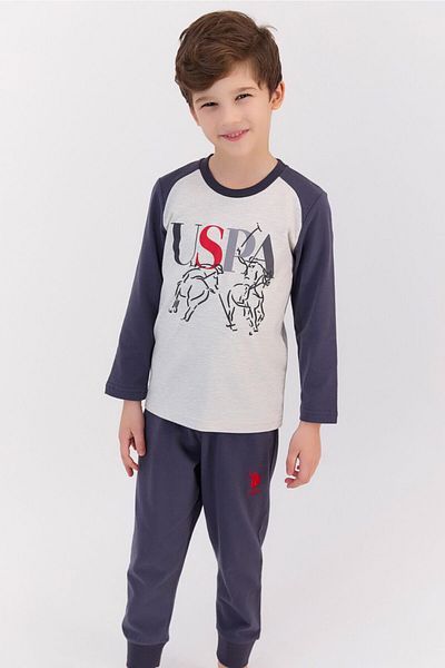 U.S. Polo Assn. Baza. Set de pijamale pentru băieți Polo Assn Beige Melange Fumuri
