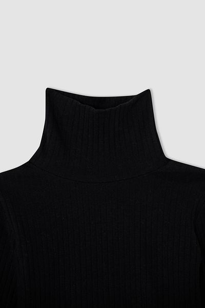 DeFacto Girl's Turtleneck Flexible Textured Long Sleeve T-Shirt