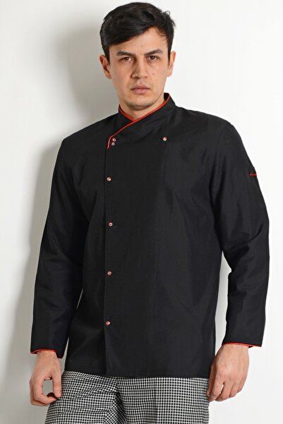 ModaCanel سترة كوك سوداء مع حواف حمراء من مودا كانيل