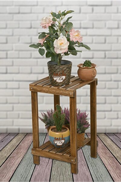 Wooden City Iki Katlı Raf Banyo Düzenleyici Saksılık Ayakkabılık