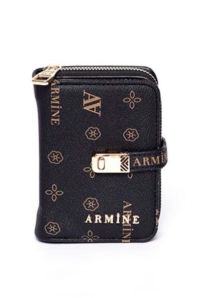 Armine C 01 Women's Printed Small Size Handbag & Wallet - Black - One Size