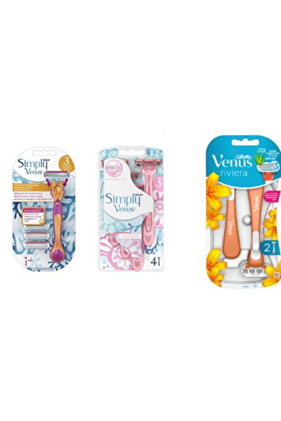 Venüs شفرات الحلاقة النسائية Riviera Simply Venus للاستعمال مرة واحدة، 3 قطع
