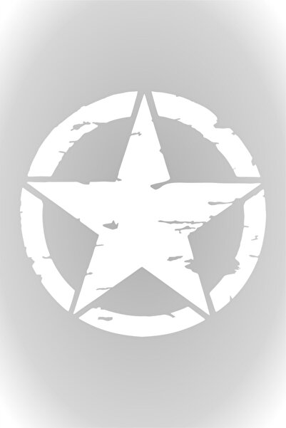 esticker Army Star Askeri Yıldız Off Road Sticker Oto Sticker 20 X 20 Cm Beyaz