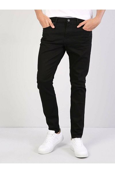 Parti Selesi Men's Black Lycra School Pants - Black Slim Fit Lycra School Pants