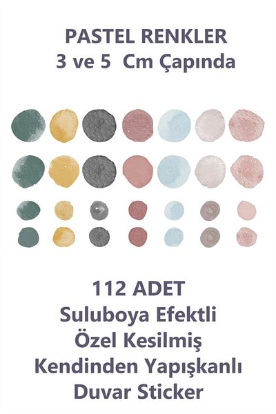 ENGINPRINT 112 Piece Pastel Watercolor Wall Sticker Set