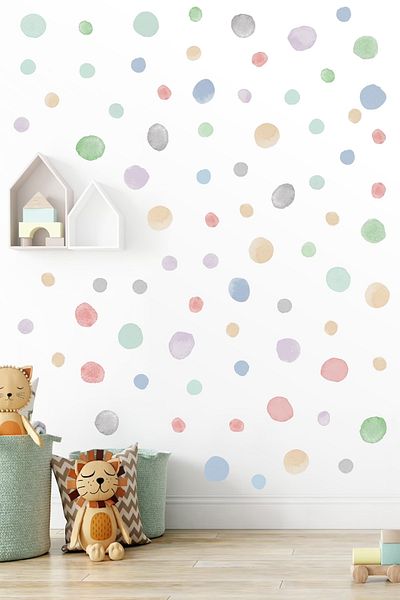 ENGINPRINT 112 Piece Pastel Watercolor Wall Sticker Set