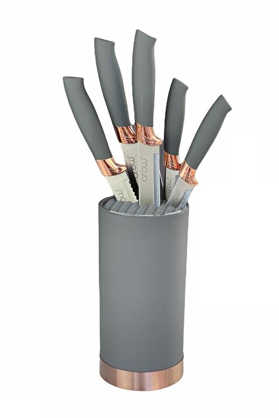 AROW Lüx Gri Bronz 5 li Standlı Bıçak Seti