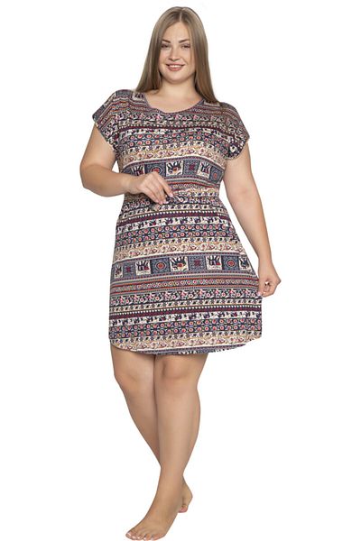 VISHENKA Women's Modal Short Sleeve Plus Size Nightgown Tunic Dress