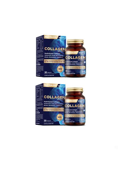Nutraxin Containing Hyaluronic Acid, Resveratrol,Biotinand Zinc - 30 Tablets Hydrolyzed Collagen Supplement Set X2 Pieces