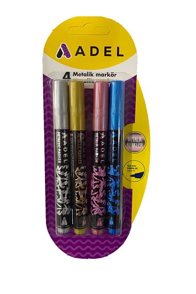 Adel Jumbo Metallic Marker, Set of 4 (Cardboard Blister with Hanger)