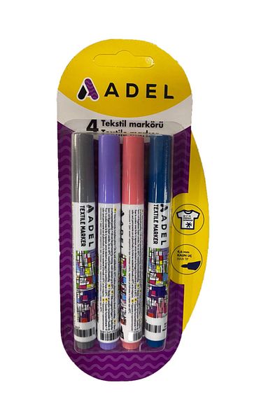 Adel Textile Marker, Pastel Colors 4 Pack