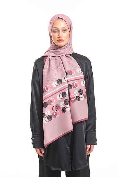 19V69 ITALIA Powder Shawl Geometric Pattern Pavia Series with Scarf Hanger and Gift Set 75x200 Cm