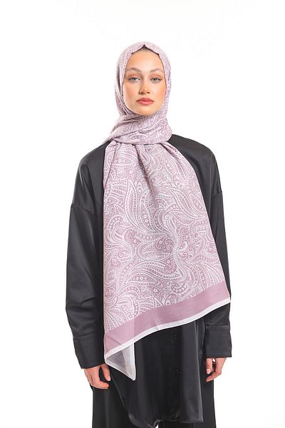 19V69 ITALIA Powder Cream Shawl Geometric Pattern Pavia Series with Scarf Hanger and Gift Set 75x200 Cm