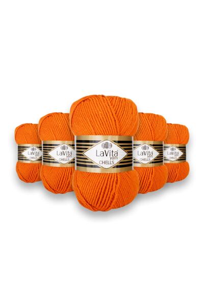 LaVita Yarn خيوط الحياكة اليدوية من تشيلز، 5 عبوات، خيوط تاكا، (9554 برتقالي)