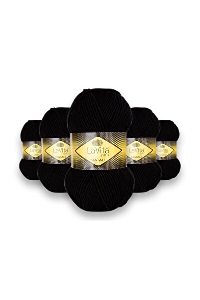 LaVita Yarn خيوط الحياكة اليدوية من ناتالي، 5 عبوات، خيوط تاكا (9500 أسود)