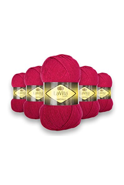 LaVita Yarn Ață de tricotat manual Natali, pachet de 5, ață Taka (9596 Rose)